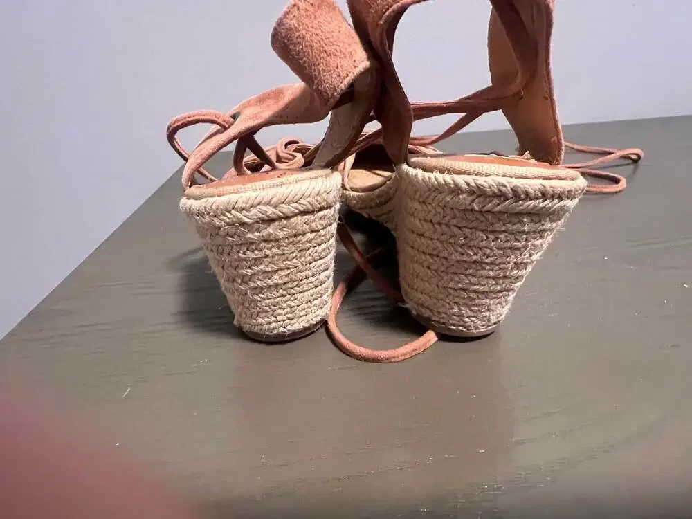 Lucky Brand Keller Suede Espadrille Wedge Lace-Up Sandals
